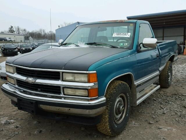 1GCEK14HXRE252862 - 1994 CHEVROLET K1500 TEAL photo 2