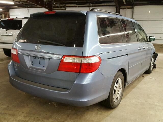 5FNRL38457B017248 - 2007 HONDA ODYSSEY EX BLUE photo 4