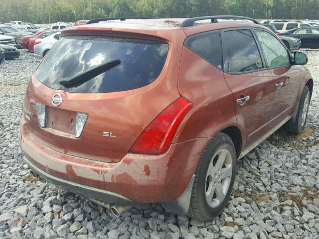 JN8AZ08T93W122791 - 2003 NISSAN MURANO SL/ ORANGE photo 4