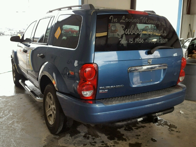 1D4HB48N04F226985 - 2004 DODGE DURANGO SL BLUE photo 3