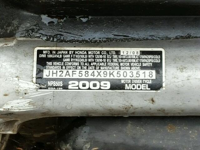 JH2AF584X9K503518 - 2009 HONDA NPS50 S BLACK photo 10