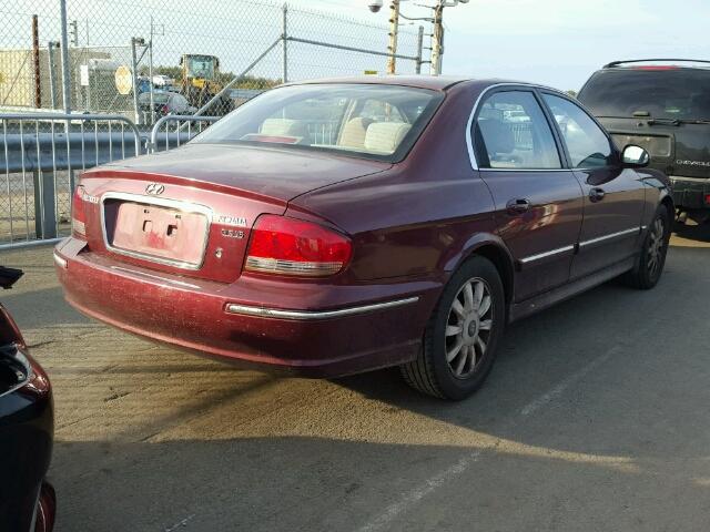 KMHWF35H22A525367 - 2002 HYUNDAI SONATA GLS BURGUNDY photo 4