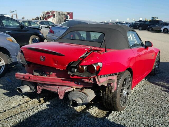 JHMAP21454T003251 - 2004 HONDA S2000 RED photo 4