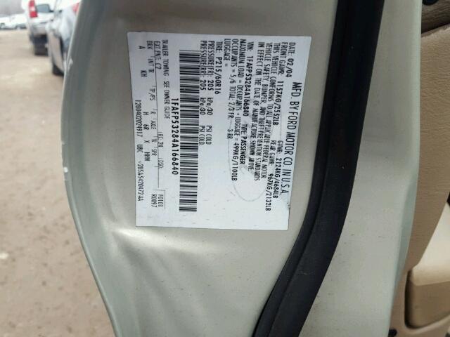 1FAFP53284A166840 - 2004 FORD TAURUS SE SILVER photo 10