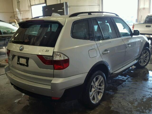 WBXPC93478WJ12072 - 2008 BMW X3 SILVER photo 4