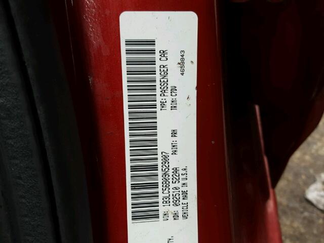 1B3LC56B09N529007 - 2009 DODGE AVENGER SX RED photo 10