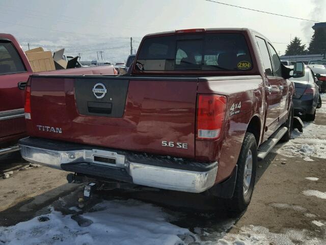 1N6AA07B94N550229 - 2004 NISSAN TITAN RED photo 4