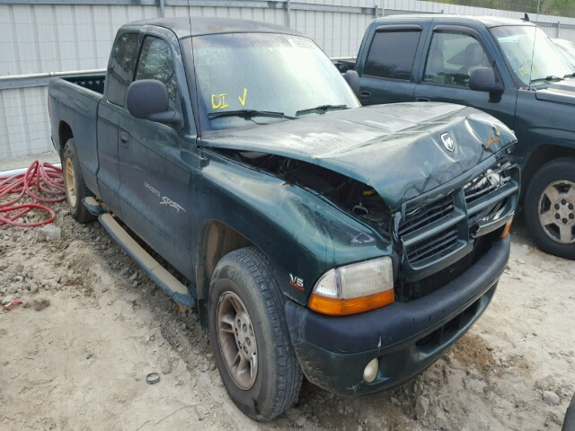 1B7GL22X7YS519736 - 2000 DODGE DAKOTA GREEN photo 1