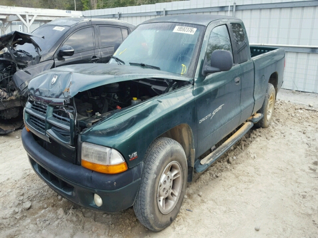 1B7GL22X7YS519736 - 2000 DODGE DAKOTA GREEN photo 2