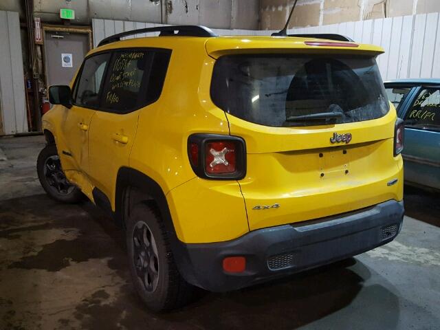 ZACCJBBH8FPB87791 - 2015 JEEP RENEGADE L YELLOW photo 3