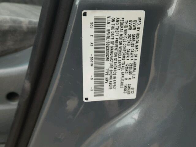 5FNRL18692B035265 - 2002 HONDA ODYSSEY EX GRAY photo 10