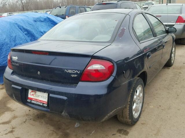 1B3ES56C55D191608 - 2005 DODGE NEON SXT BLUE photo 4