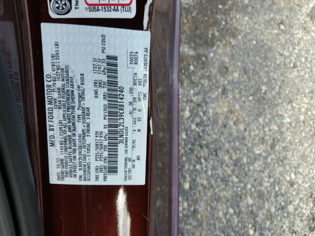 3LNDL2L39CR814240 - 2012 LINCOLN MKZ HYBRID MAROON photo 10