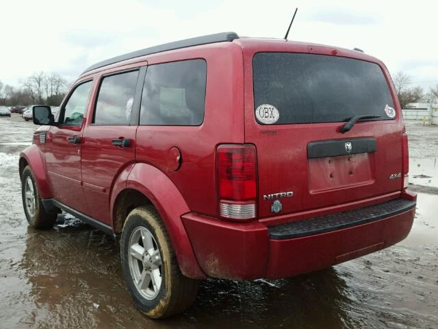 1D8GU28K08W138863 - 2008 DODGE NITRO SXT MAROON photo 3