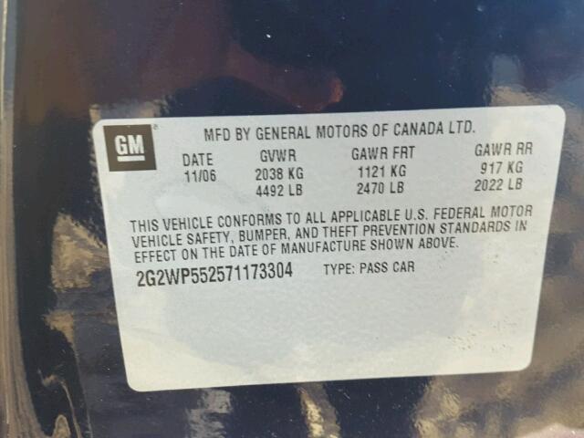 2G2WP552571173304 - 2007 PONTIAC GRAND PRIX BLUE photo 10