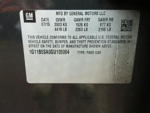 1G11B5SA0GU105084 - 2016 CHEVROLET MALIBU LIM 黑色 照片 10