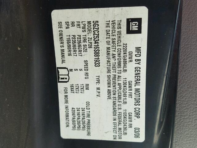 5GZCZ53416S881933 - 2006 SATURN VUE GRAY photo 10