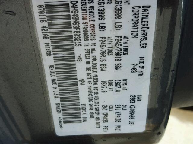 1D4HS48N63F603219 - 2003 DODGE DURANGO SL GRAY photo 10