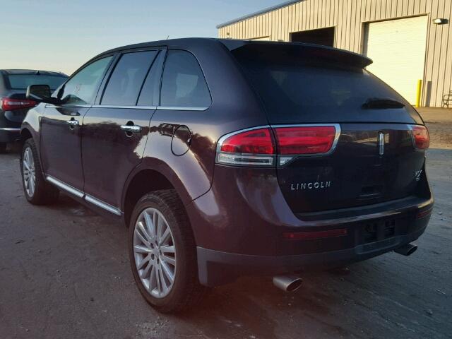 2LMDJ8JK4BBJ12704 - 2011 LINCOLN MKX MAROON photo 3