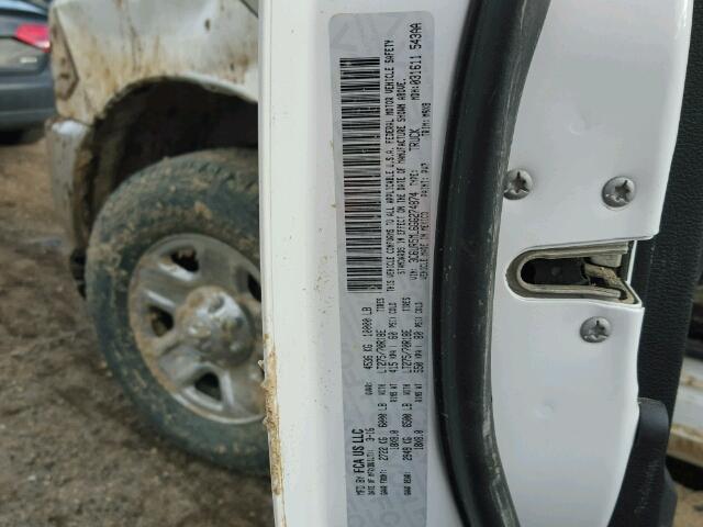 3C6UR5ML6GG274874 - 2016 RAM 2500 SLT WHITE photo 10