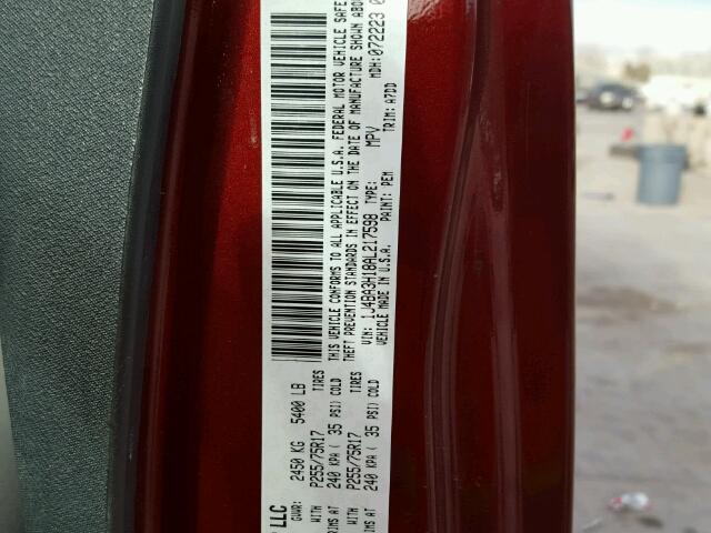 1J4BA3H18AL217598 - 2010 JEEP WRANGLER U MAROON photo 10