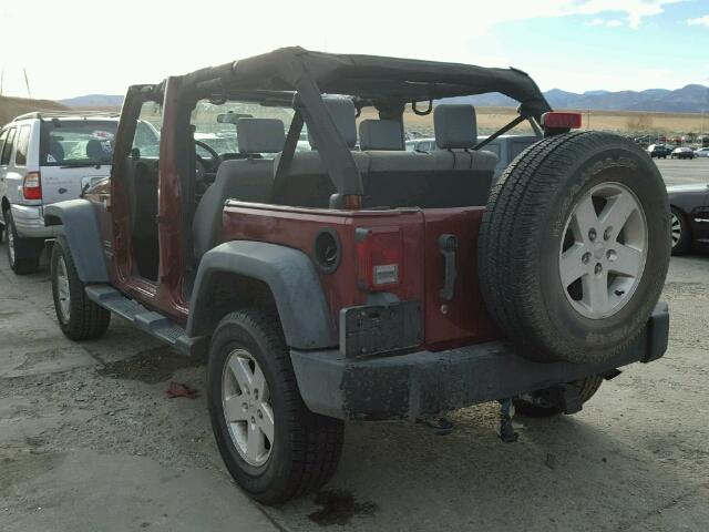 1J4BA3H18AL217598 - 2010 JEEP WRANGLER U MAROON photo 3