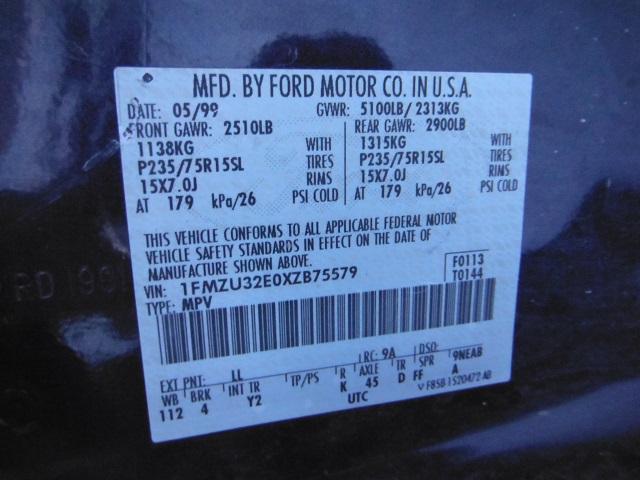 1FMZU32E0XZB75579 - 1999 FORD EXPLORER BLUE photo 10