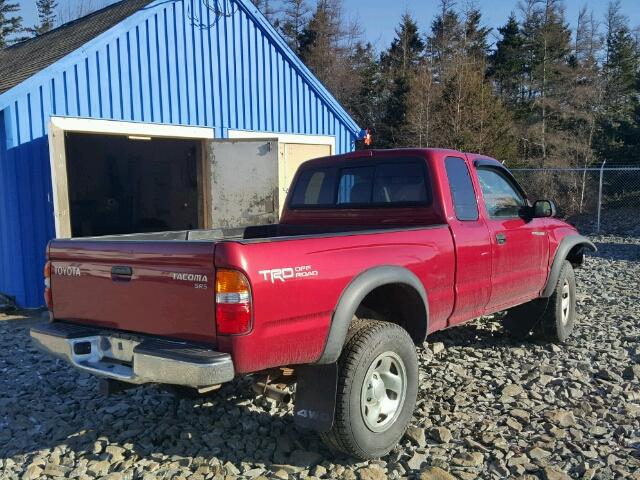 5TEWM72N14Z434532 - 2004 TOYOTA TACOMA XTR RED photo 4