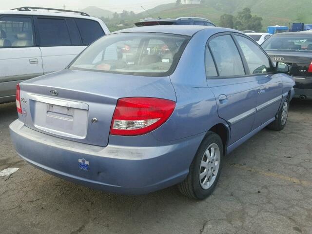 KNADC125336249902 - 2003 KIA RIO BLUE photo 4