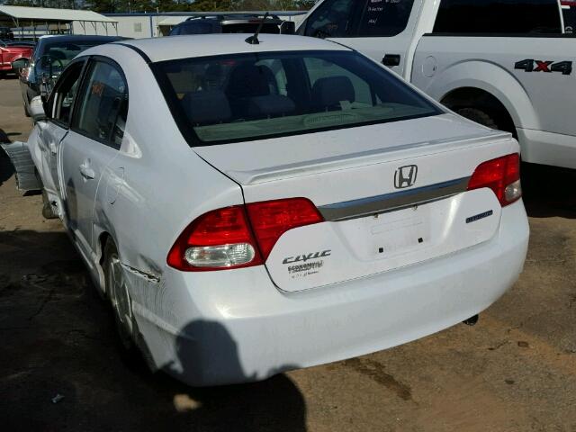 JHMFA36279S010803 - 2009 HONDA CIVIC HYBR WHITE photo 3