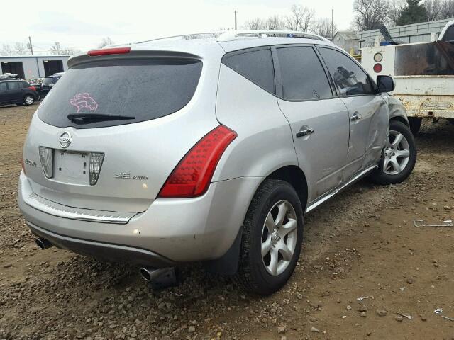 JN8AZ08W27W651497 - 2007 NISSAN MURANO SL SILVER photo 4