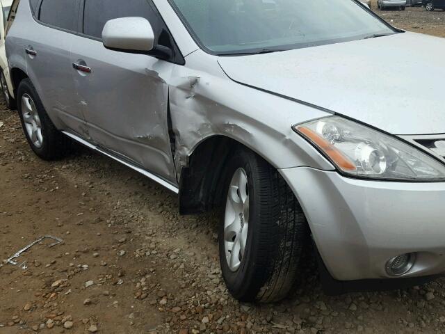 JN8AZ08W27W651497 - 2007 NISSAN MURANO SL SILVER photo 9