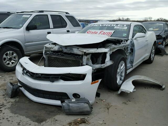 2G1FB1E32E9142577 - 2014 CHEVROLET CAMARO WHITE photo 2