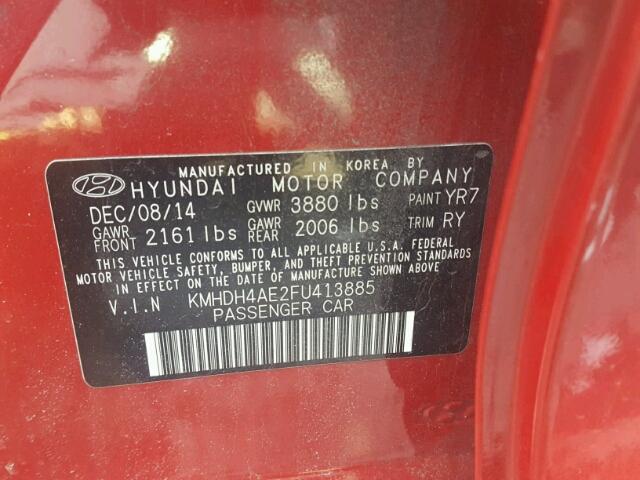 KMHDH4AE2FU413885 - 2015 HYUNDAI ELANTRA SE RED photo 10