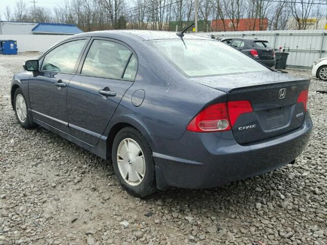 JHMFA36247S011081 - 2007 HONDA CIVIC HYBR BLUE photo 3