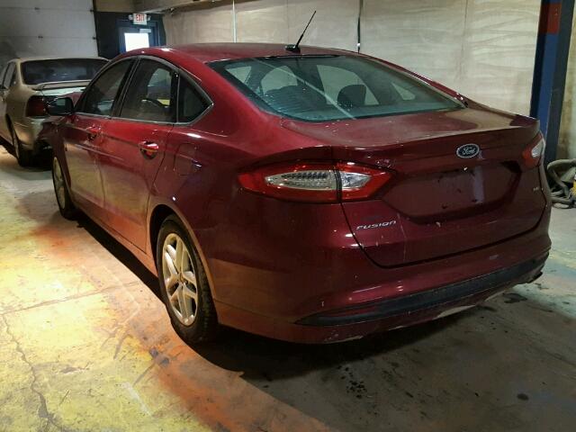 3FA6P0H73FR302985 - 2015 FORD FUSION SE MAROON photo 3