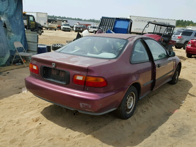 2HGEJ2245PH508390 - 1993 HONDA CIVIC DX PURPLE photo 4