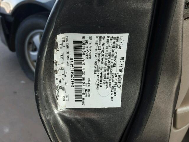 1FAFP53235A226945 - 2005 FORD TAURUS SE GRAY photo 10