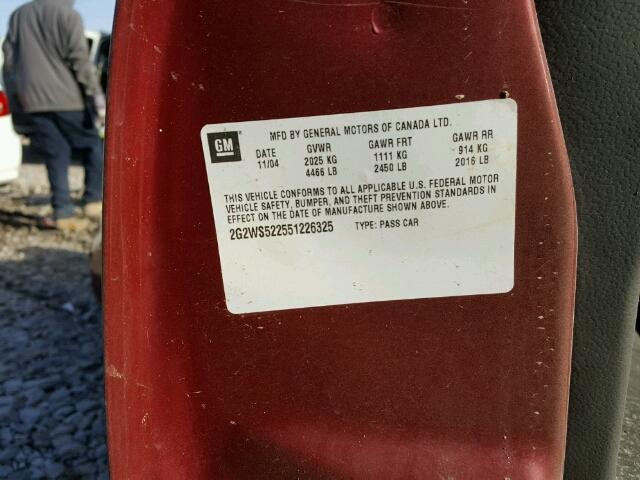 2G2WS522551226325 - 2005 PONTIAC GRAND PRIX RED photo 10