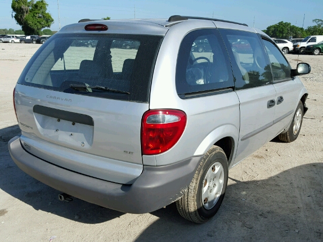 1B4GP25302B713784 - 2002 DODGE CARAVAN SE SILVER photo 4