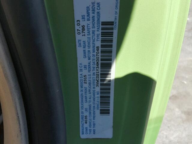 3VWCD21Y34M307048 - 2004 VOLKSWAGEN NEW BEETLE 绿色 照片 10