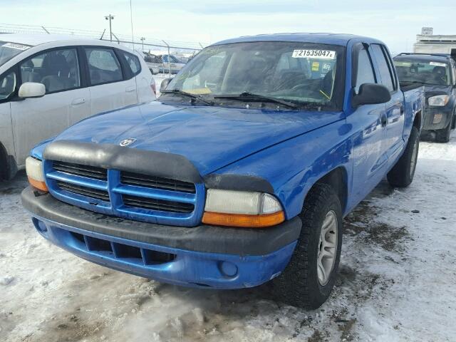 1B7HL2AX31S278947 - 2001 DODGE DAKOTA QUA BLUE photo 2