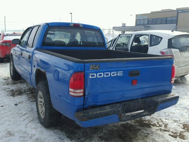 1B7HL2AX31S278947 - 2001 DODGE DAKOTA QUA BLUE photo 3