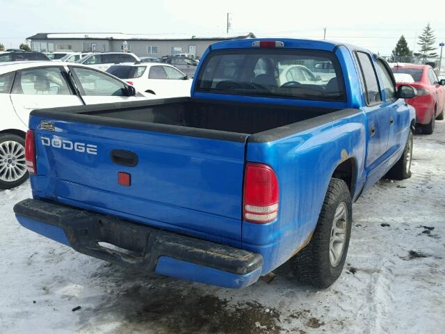 1B7HL2AX31S278947 - 2001 DODGE DAKOTA QUA BLUE photo 4