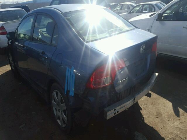 2HGFA16588H527860 - 2008 HONDA CIVIC LX BLUE photo 3