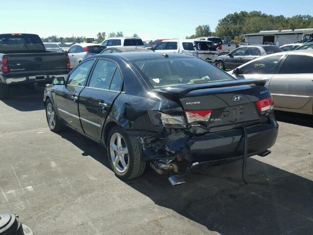 5NPEU46FX8H354412 - 2008 HYUNDAI SONATA SE BLACK photo 3