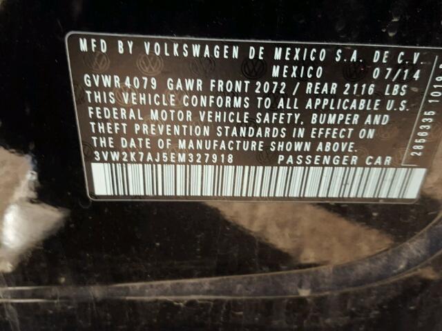 3VW2K7AJ5EM327918 - 2014 VOLKSWAGEN JETTA BASE 黑色 照片 10