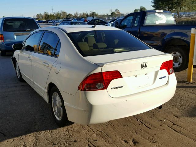 JHMFA36238S004429 - 2008 HONDA CIVIC HYBR WHITE photo 3