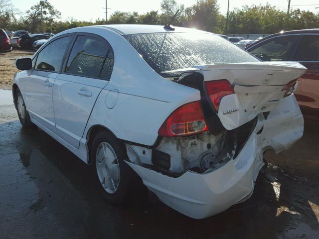 JHMFA36257S020890 - 2007 HONDA CIVIC HYBR WHITE photo 3