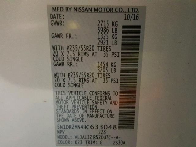 5N1DR2MN4HC633048 - 2017 NISSAN PATHFINDER SILVER photo 10